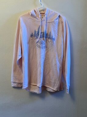 EUC- Lake Superior Michigan Paradise Hoodie Soft Peach Pink Graphic Pullover XL